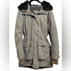 Athleta Gray Winter Jacket with Faux Fur Trim